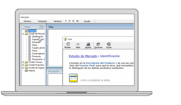 capitulos de un proyecto de inversión en la interfaz de intecplan software